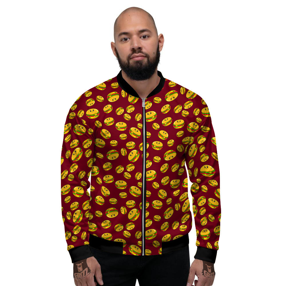 Hamburger Cute Print Pattern Men's Bomber Jacket-grizzshop