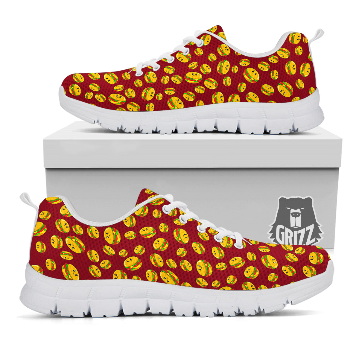 Hamburger Cute Print Pattern White Sneaker-grizzshop
