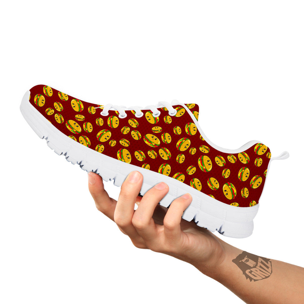 Hamburger Cute Print Pattern White Sneaker-grizzshop