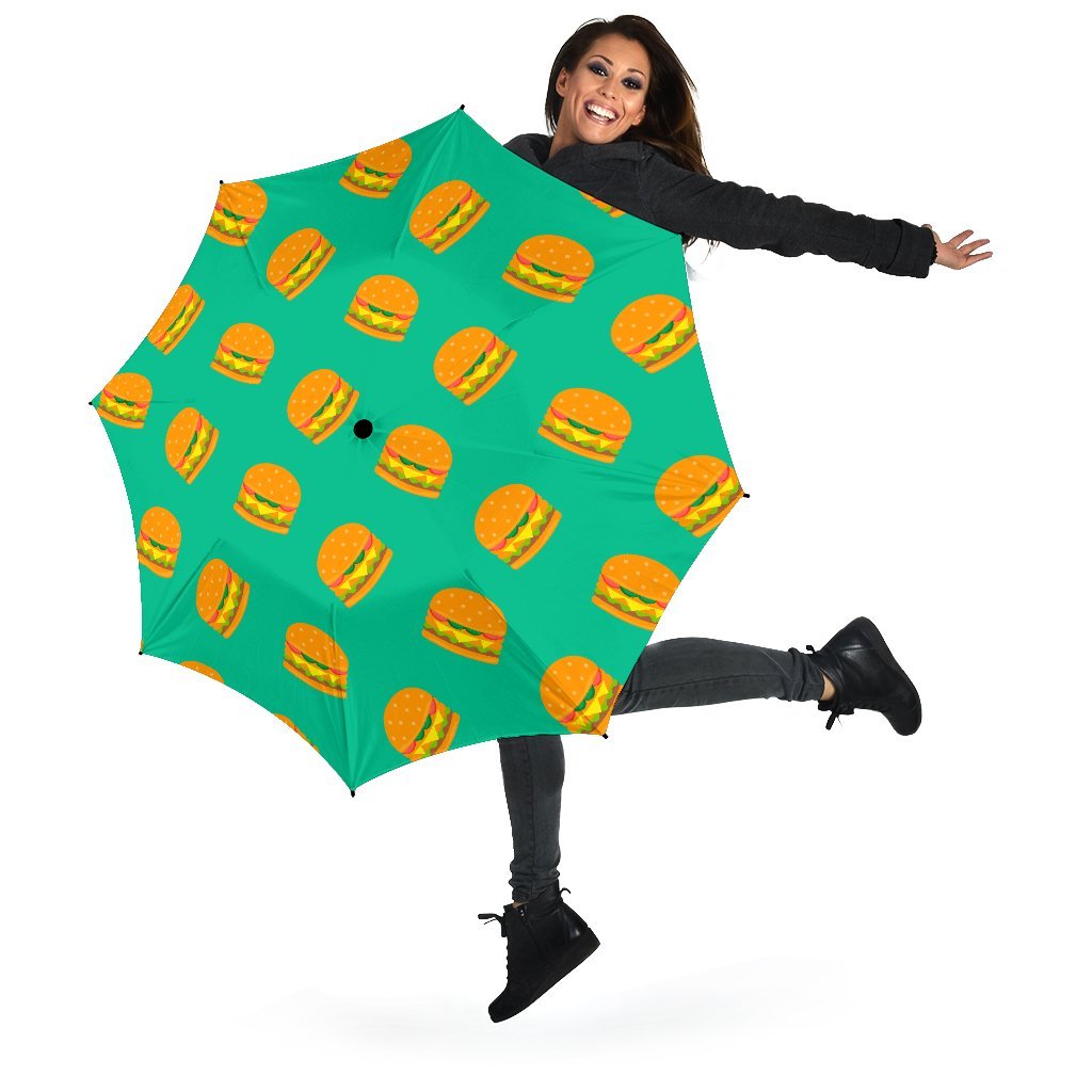 Hamburger Pastel Pattern Print Automatic Foldable Umbrella-grizzshop