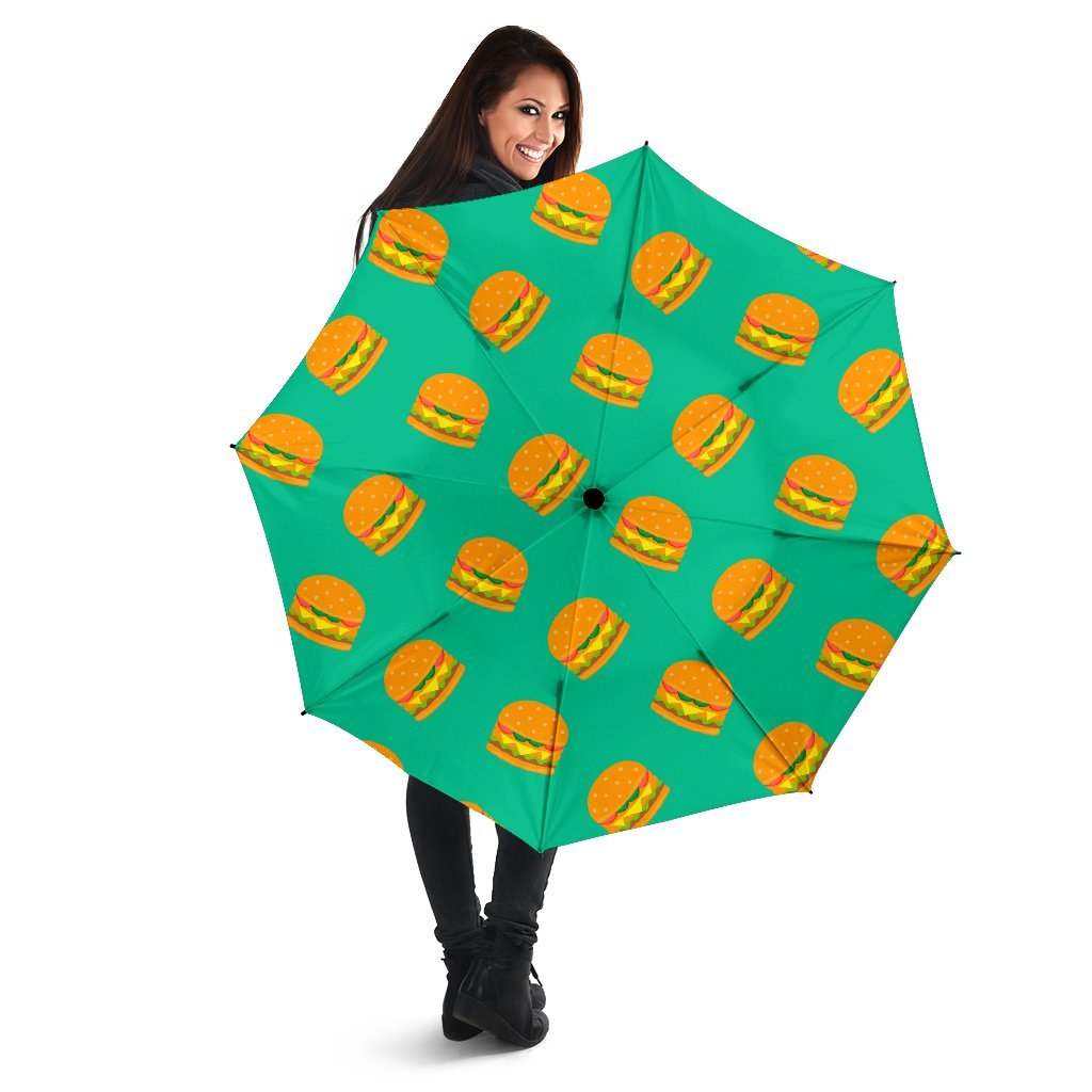 Hamburger Pastel Pattern Print Automatic Foldable Umbrella-grizzshop