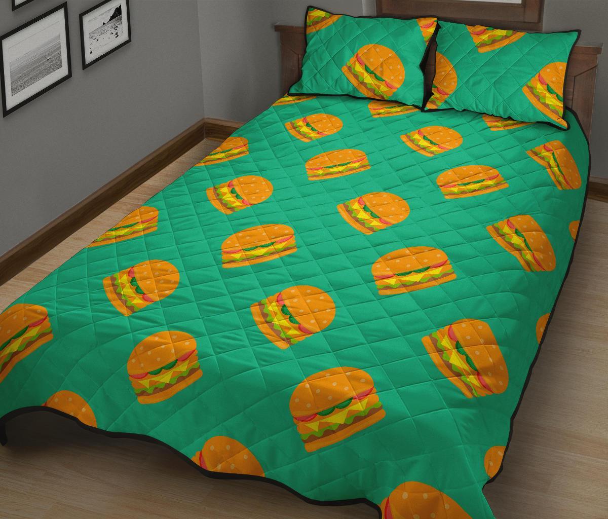 Hamburger Pastel Pattern Print Bed Set Quilt-grizzshop