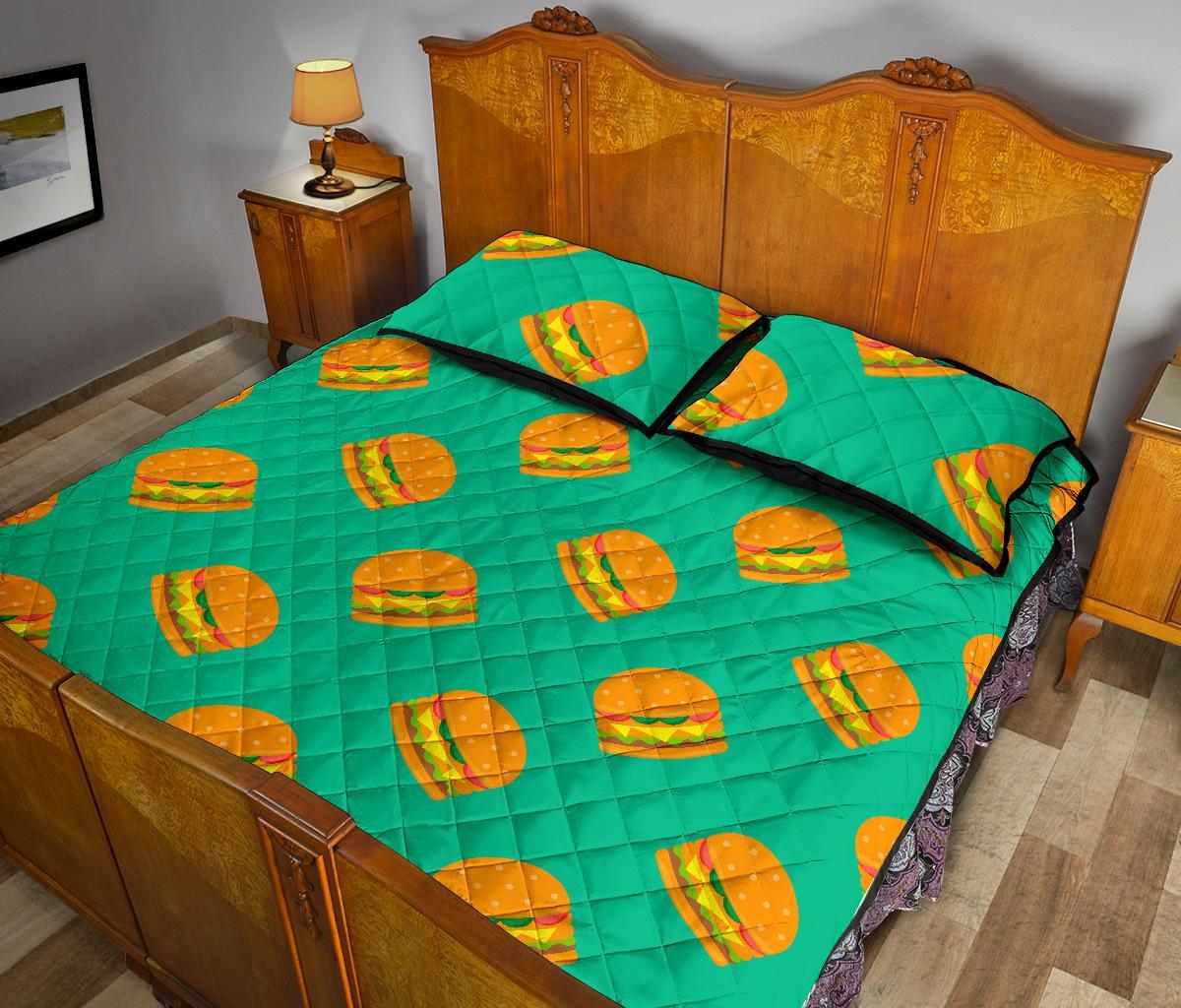 Hamburger Pastel Pattern Print Bed Set Quilt-grizzshop