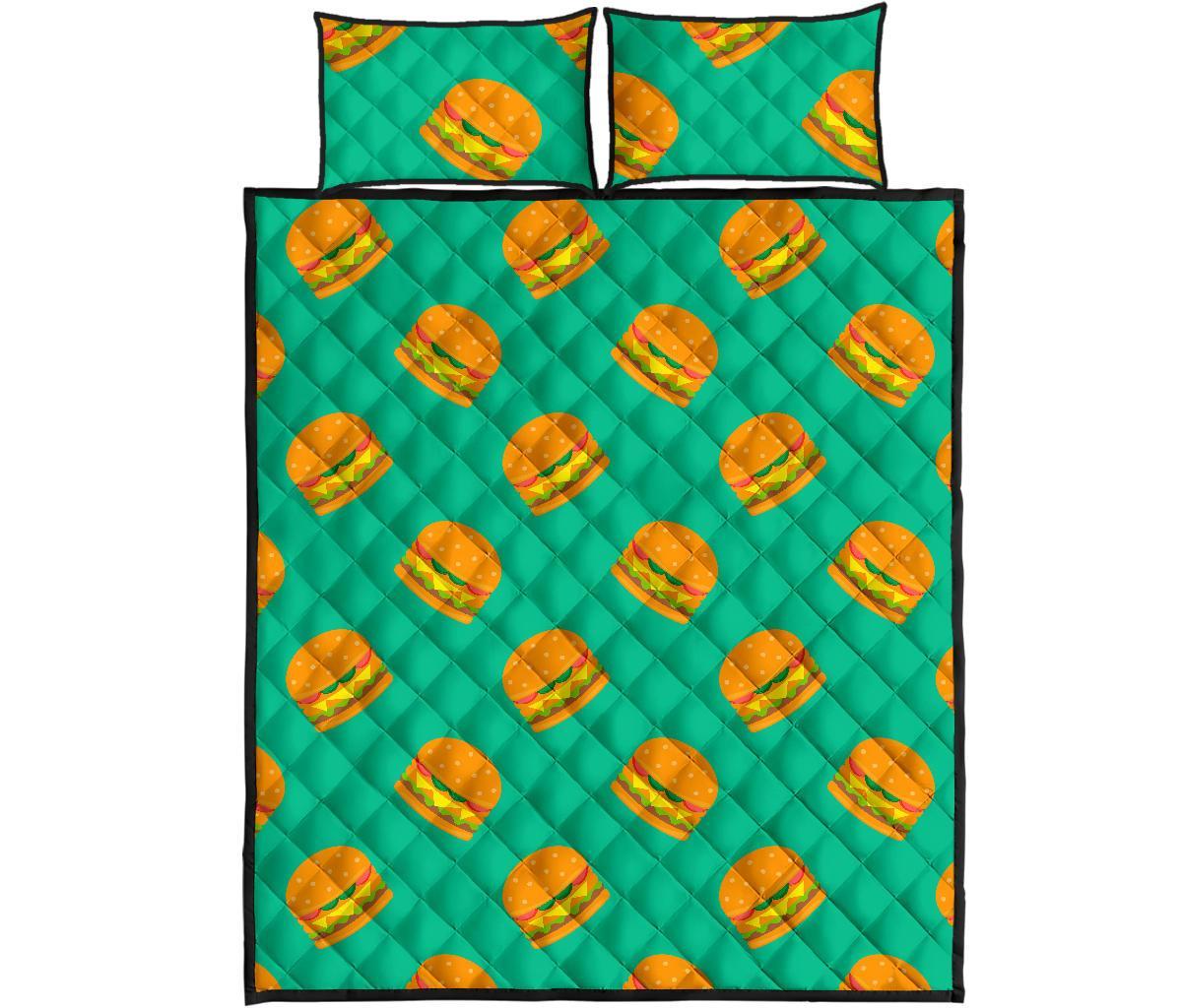 Hamburger Pastel Pattern Print Bed Set Quilt-grizzshop