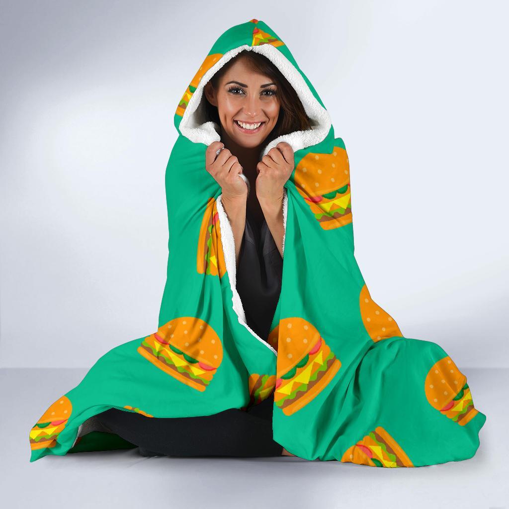 Hamburger Pastel Pattern Print Hooded Blanket-grizzshop