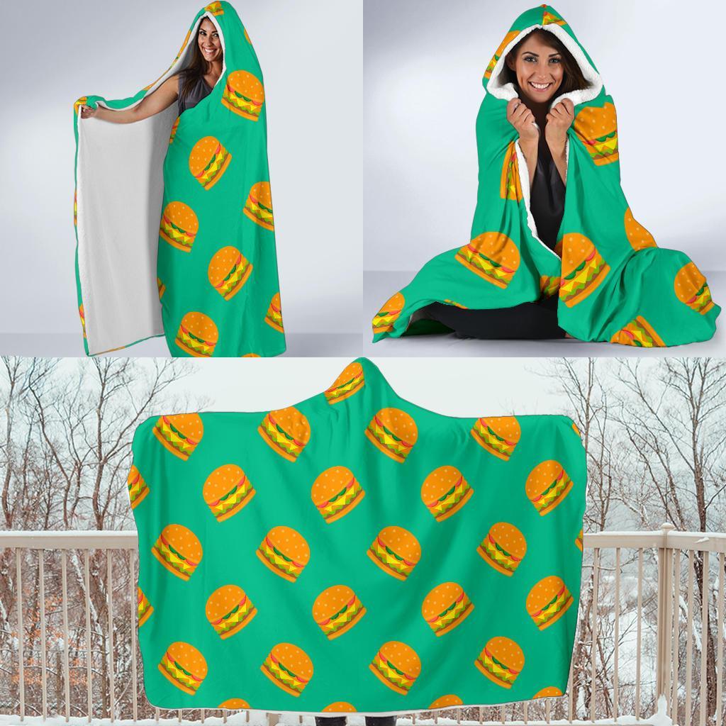 Hamburger Pastel Pattern Print Hooded Blanket-grizzshop