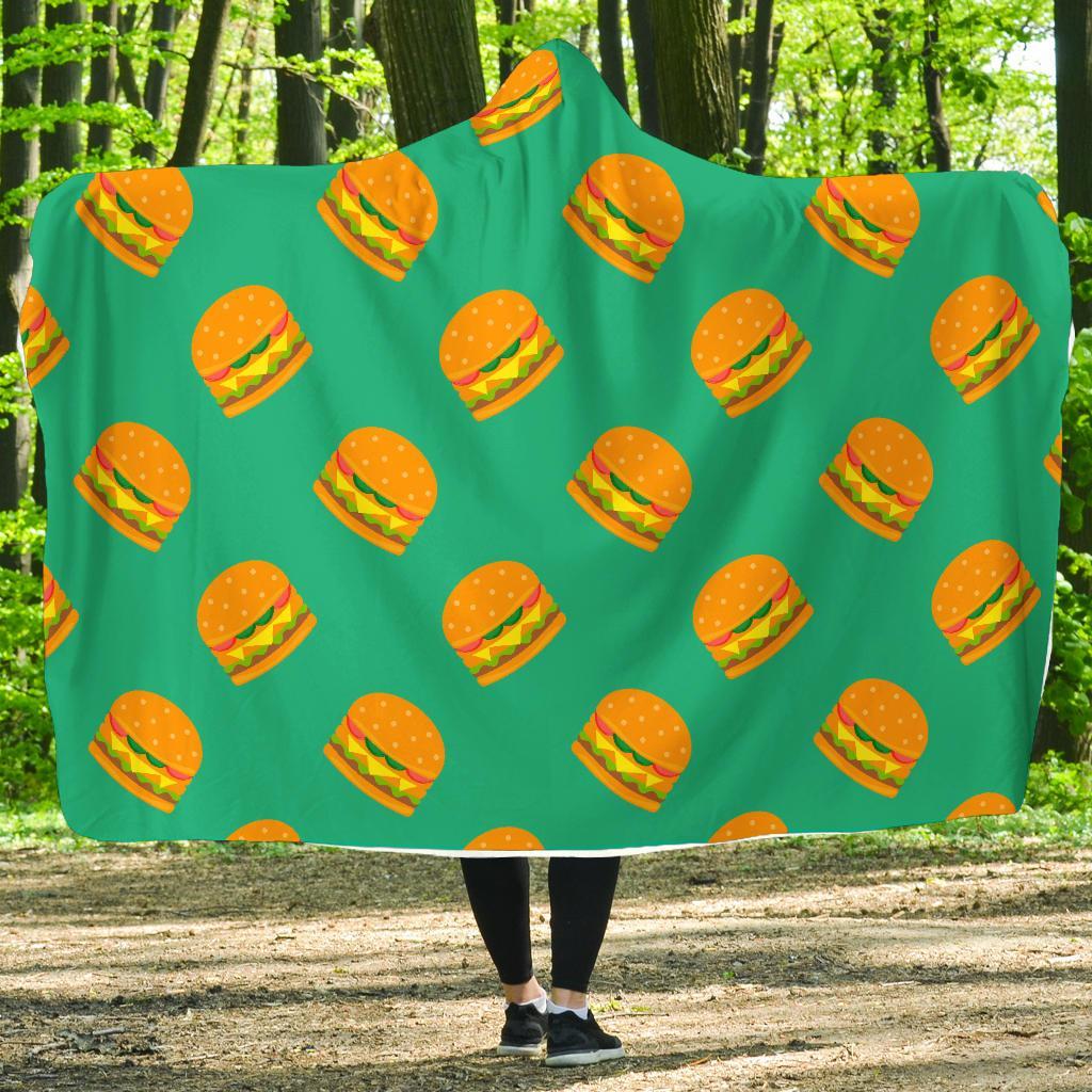 Hamburger Pastel Pattern Print Hooded Blanket-grizzshop