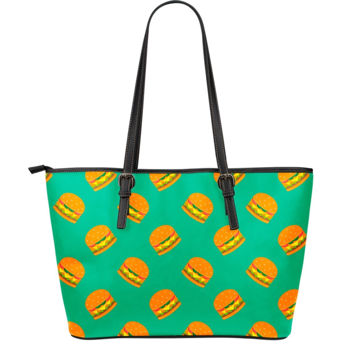 Hamburger Pastel Pattern Print Leather Tote Bag-grizzshop