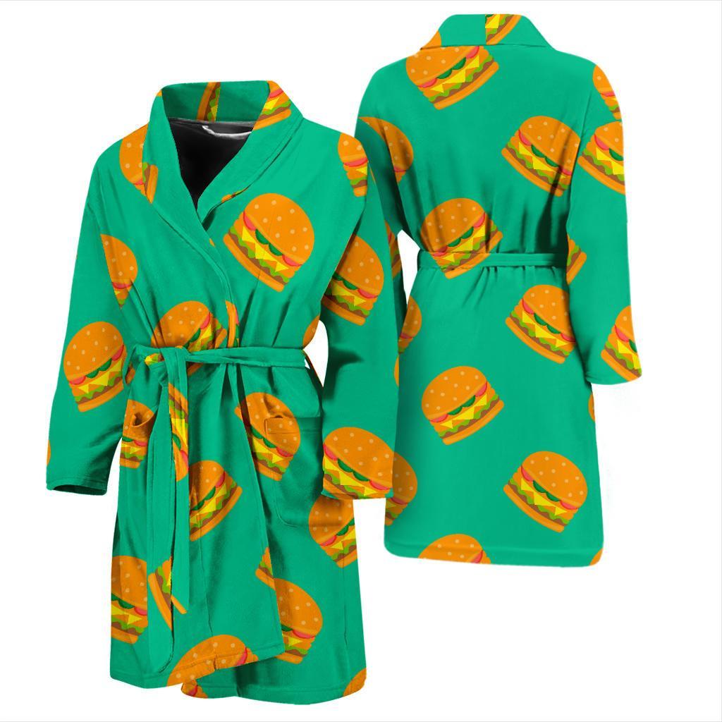 Hamburger Pastel Pattern Print Men Long Robe-grizzshop