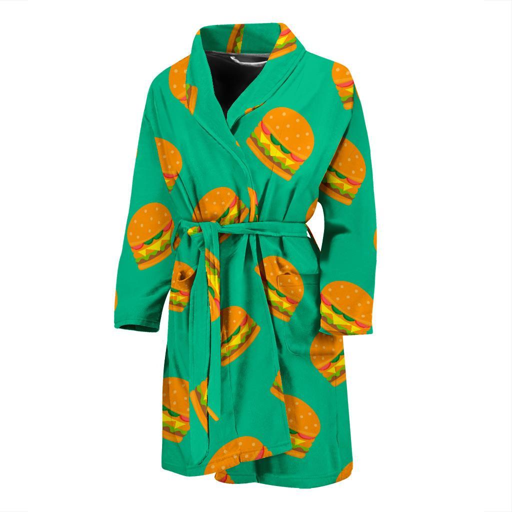 Hamburger Pastel Pattern Print Men Long Robe-grizzshop