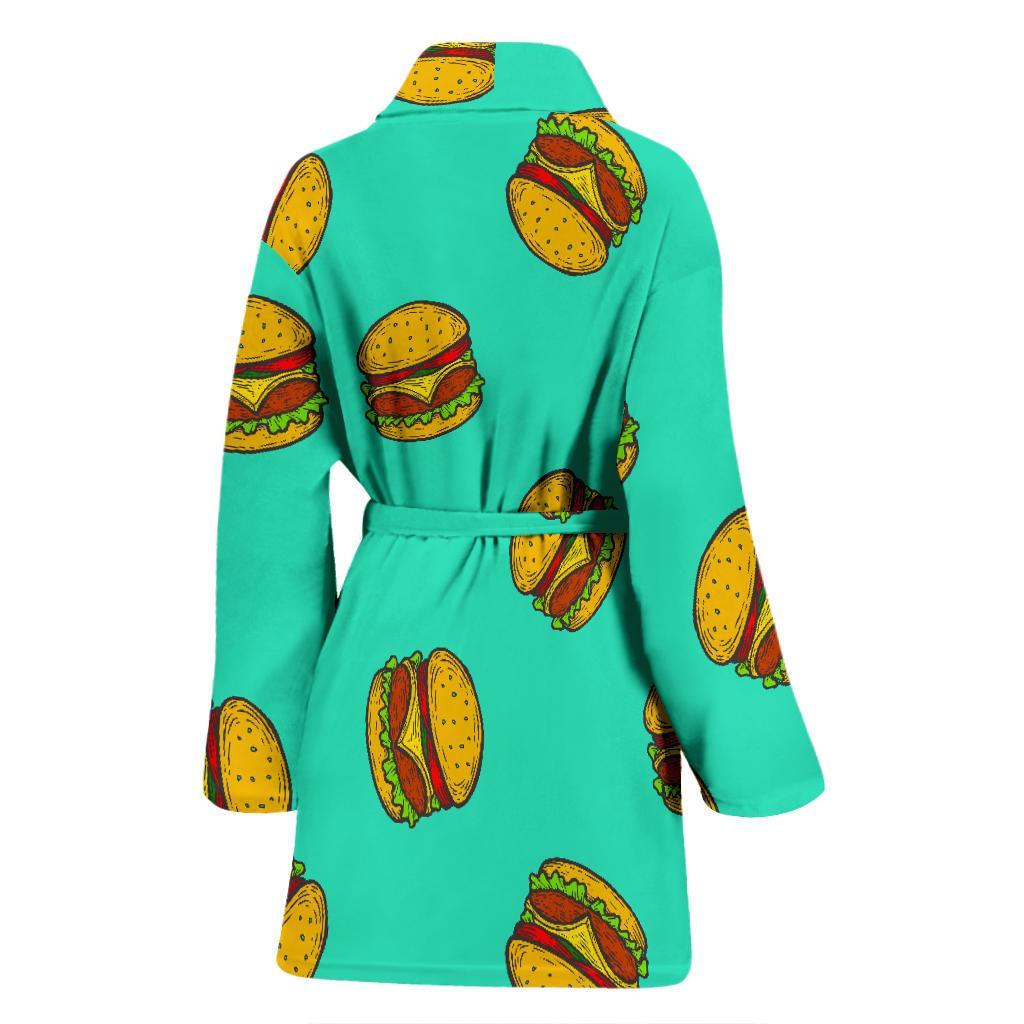 Hamburger Pastel Pattern Print Women Long Robe-grizzshop