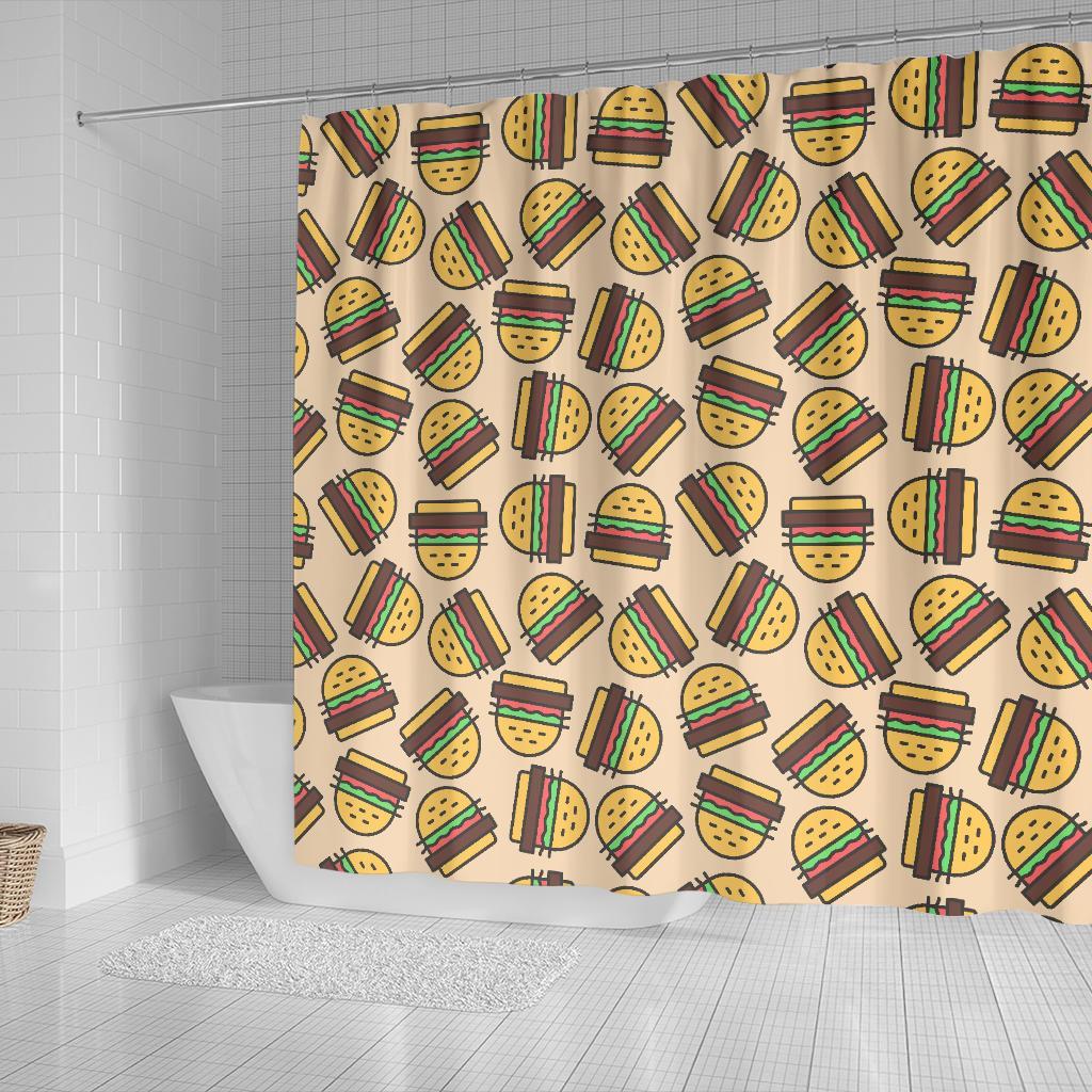 Hamburger Pattern Print Bathroom Shower Curtain-grizzshop