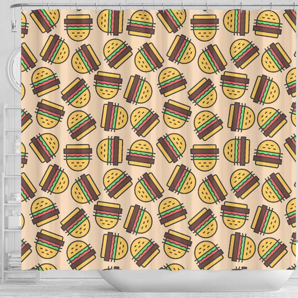 Hamburger Pattern Print Bathroom Shower Curtain-grizzshop