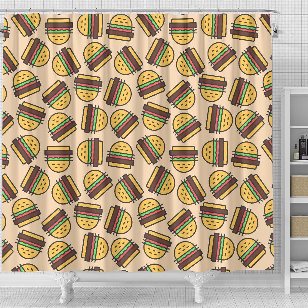 Hamburger Pattern Print Bathroom Shower Curtain-grizzshop