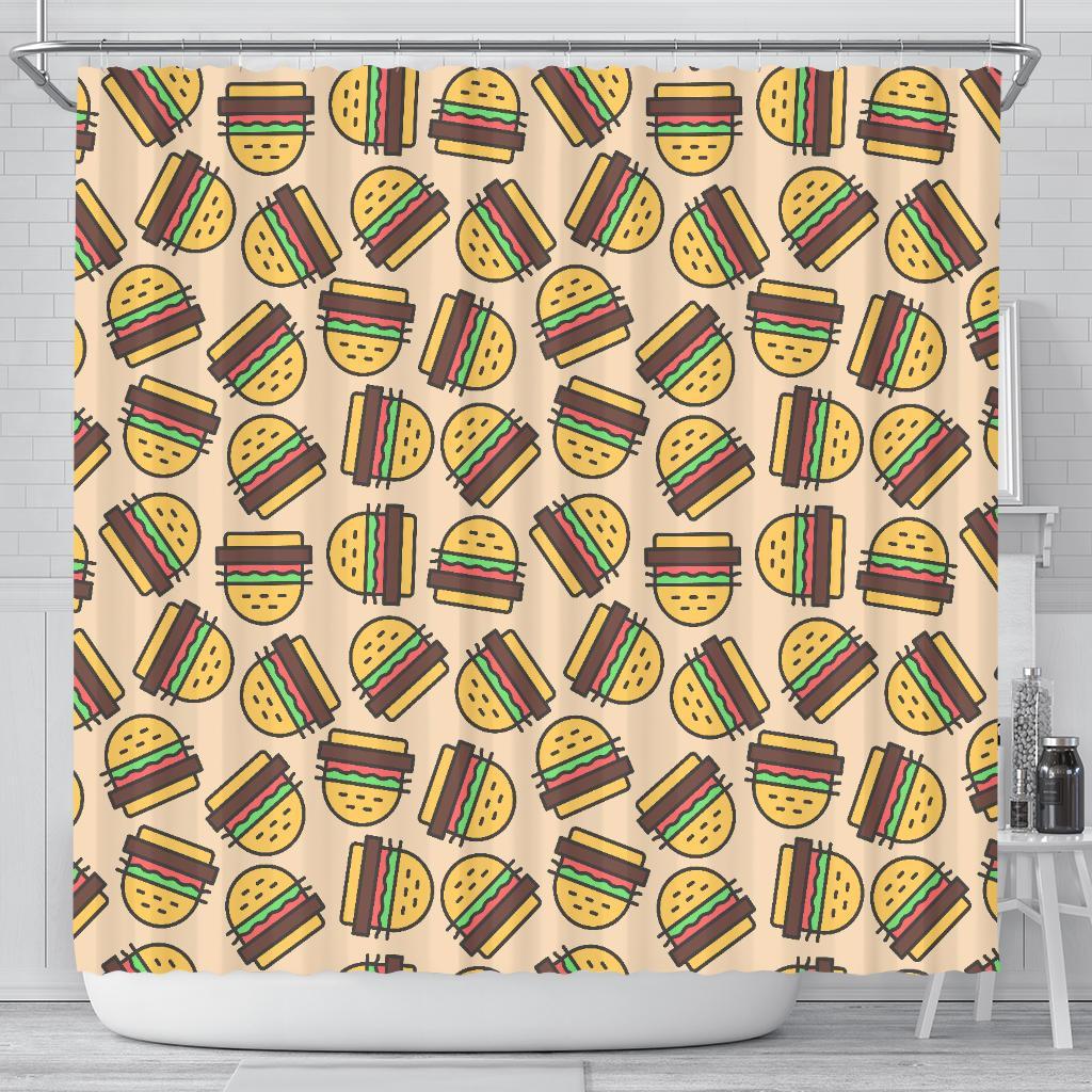 Hamburger Pattern Print Bathroom Shower Curtain-grizzshop