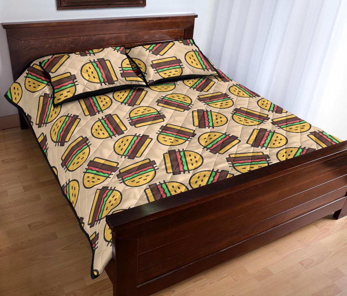 Hamburger Pattern Print Bed Set Quilt-grizzshop