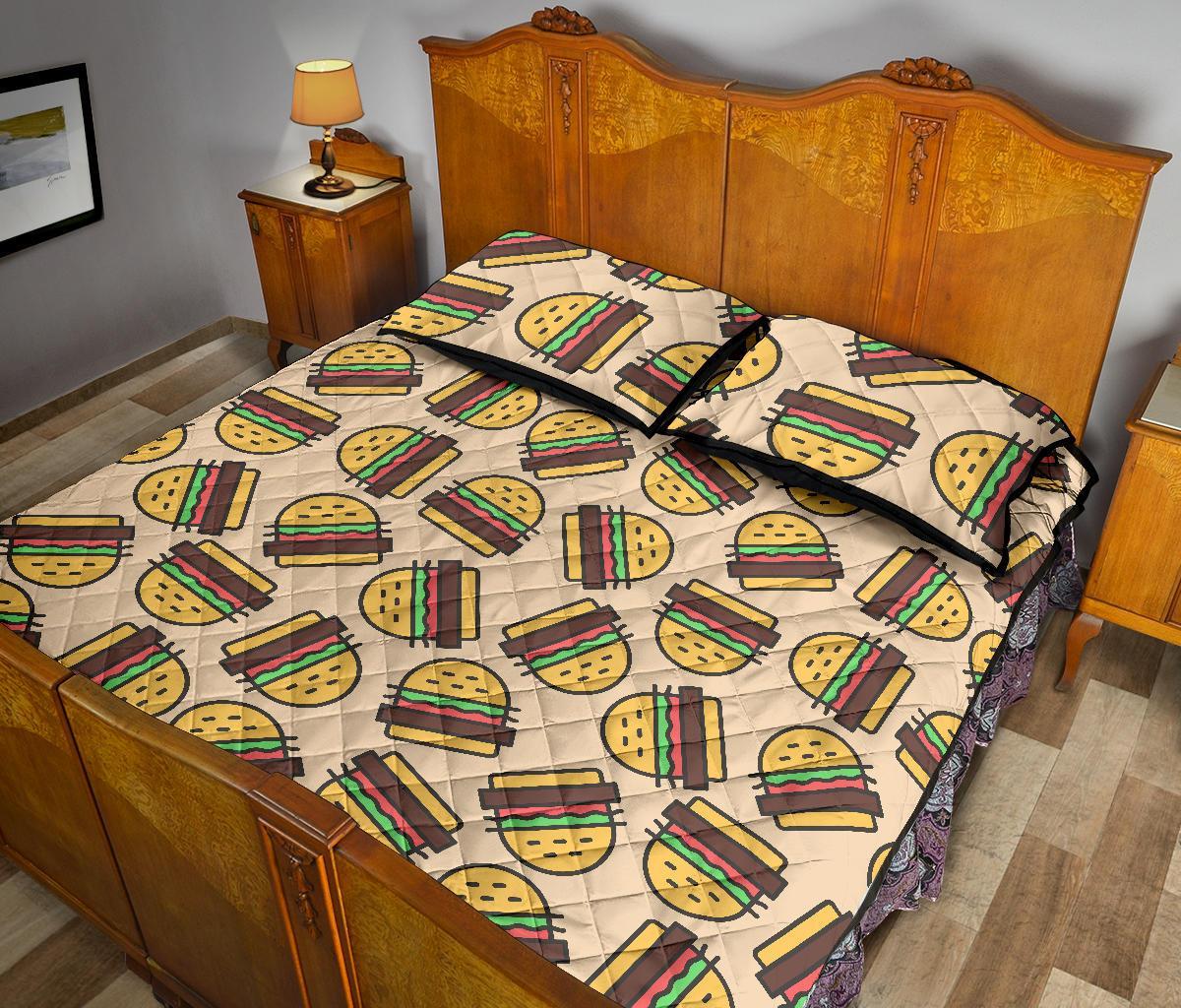 Hamburger Pattern Print Bed Set Quilt-grizzshop