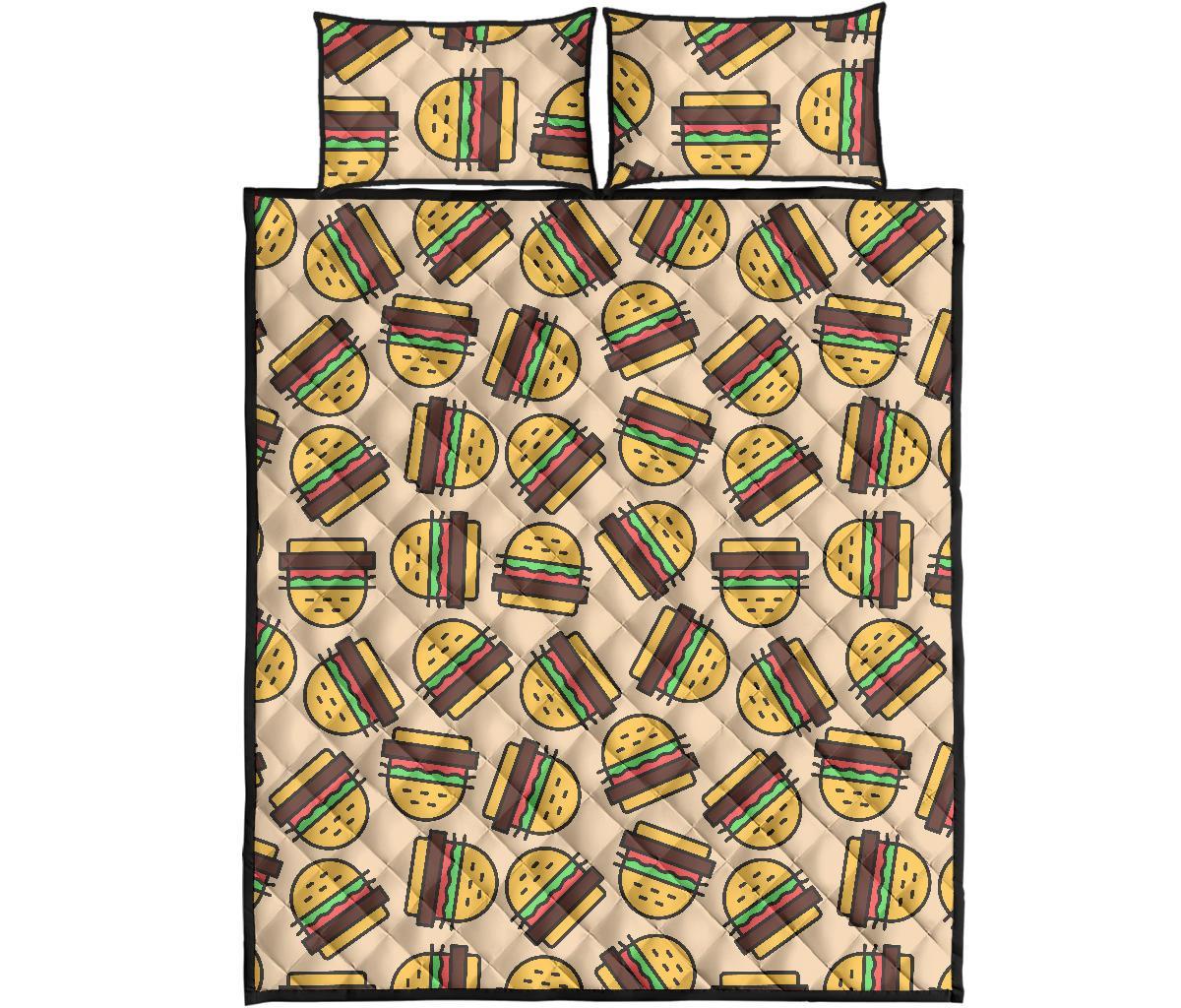 Hamburger Pattern Print Bed Set Quilt-grizzshop