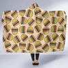 Hamburger Pattern Print Hooded Blanket-grizzshop