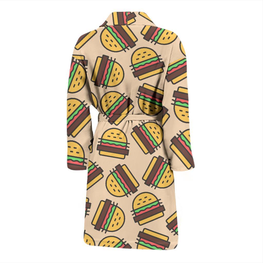 Hamburger Pattern Print Men Long Robe-grizzshop