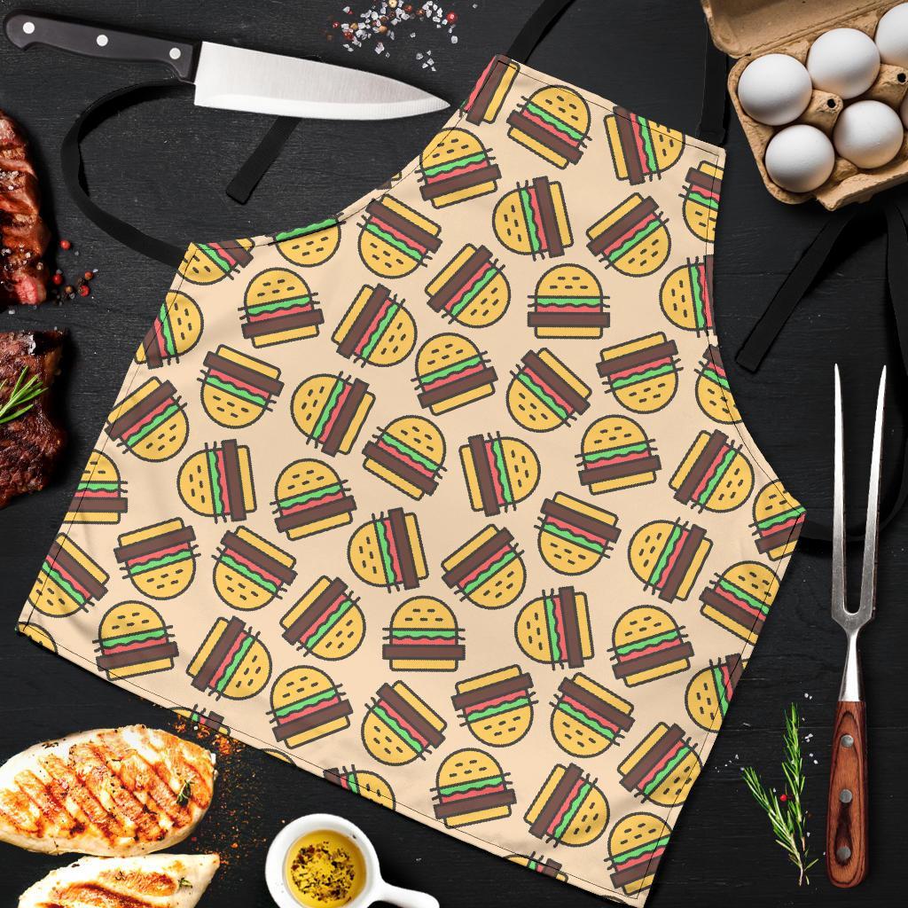 Hamburger Pattern Print Men's Apron-grizzshop