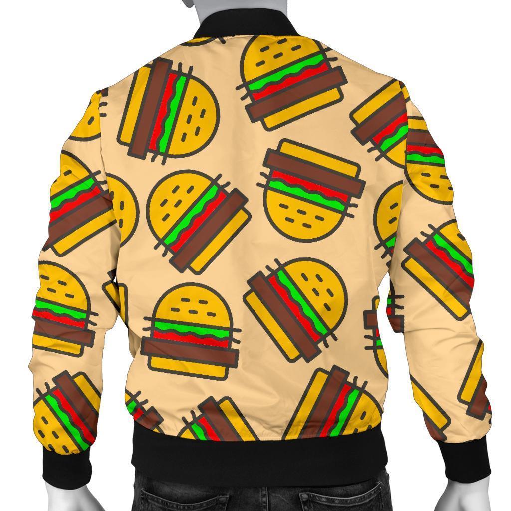 Hamburger Pattern Print Men's Bomber Jacket-grizzshop