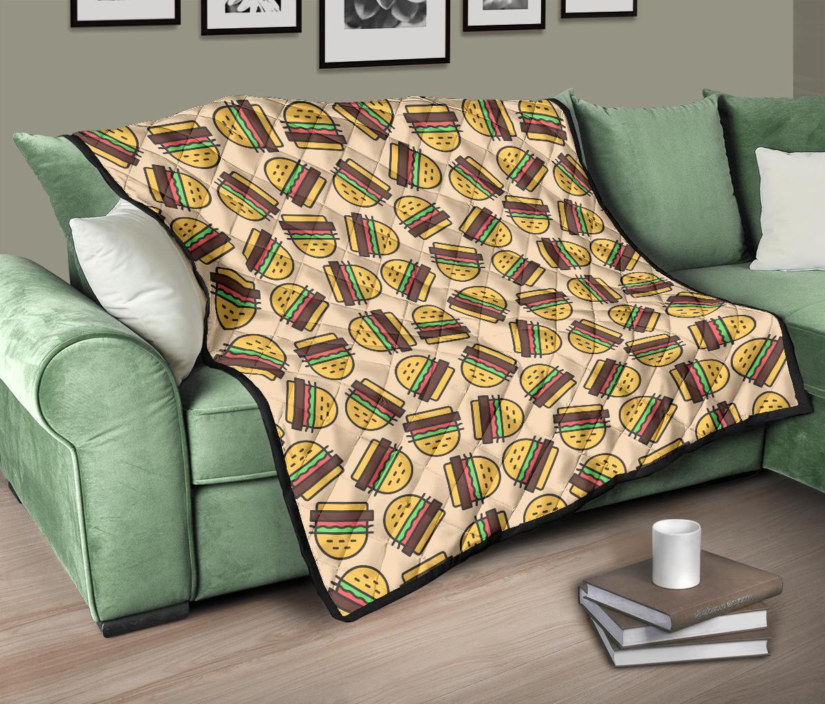 Hamburger Pattern Print Quilt-grizzshop