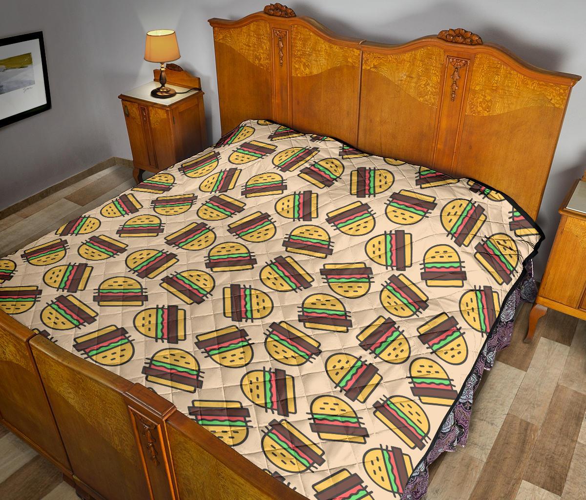 Hamburger Pattern Print Quilt-grizzshop