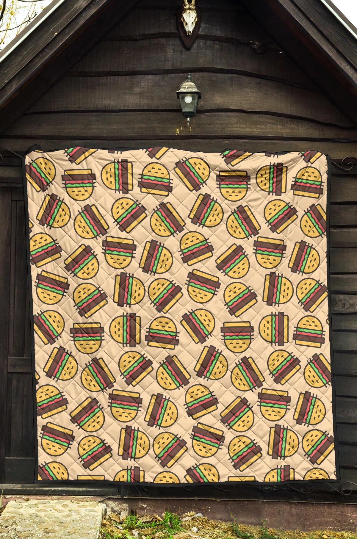 Hamburger Pattern Print Quilt-grizzshop