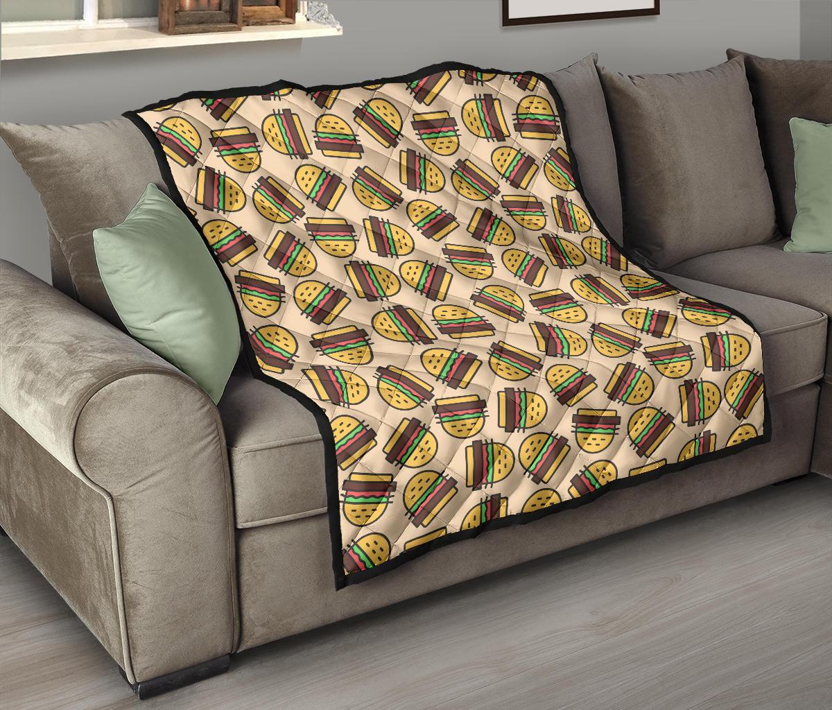 Hamburger Pattern Print Quilt-grizzshop