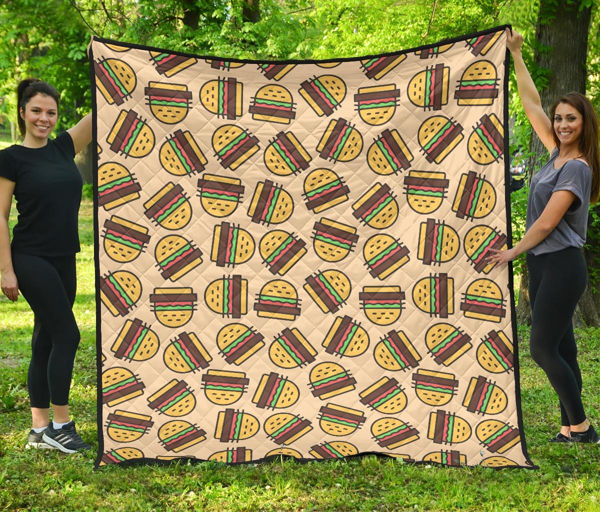 Hamburger Pattern Print Quilt-grizzshop