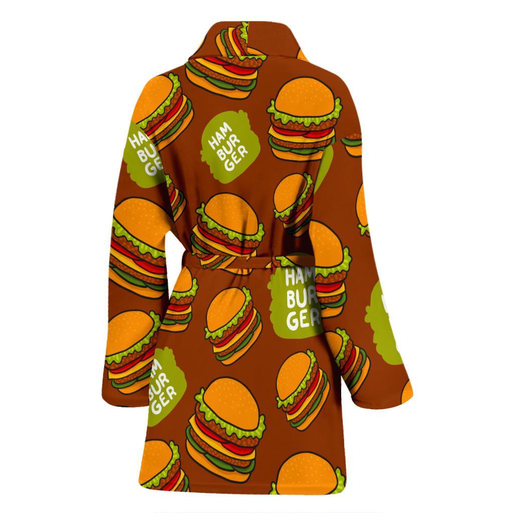 Hamburger Pattern Print Women Long Robe-grizzshop