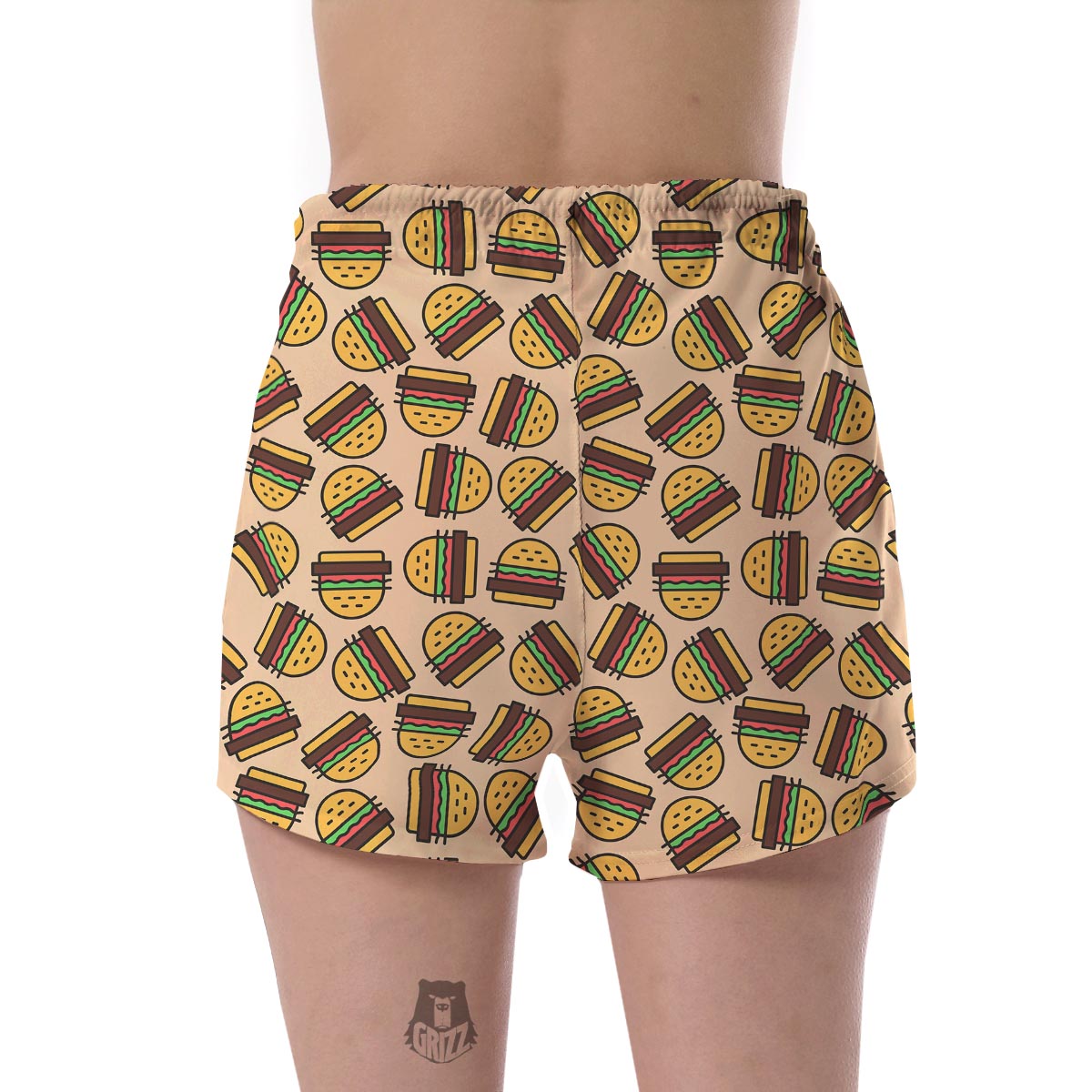 Hamburger Pattern Print Women's Shorts-grizzshop