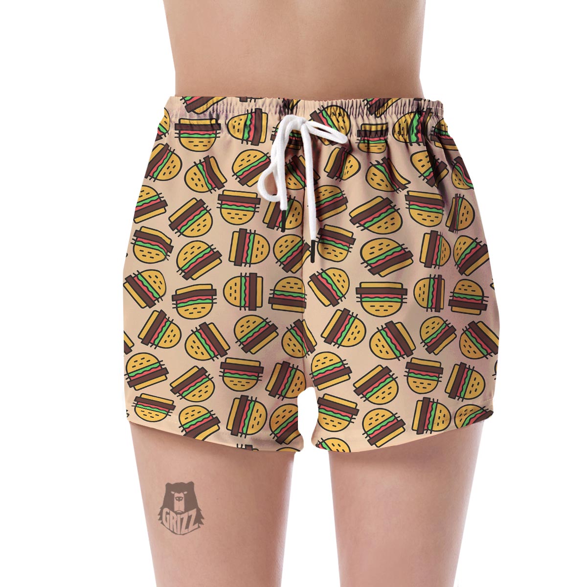 Hamburger Pattern Print Women's Shorts-grizzshop