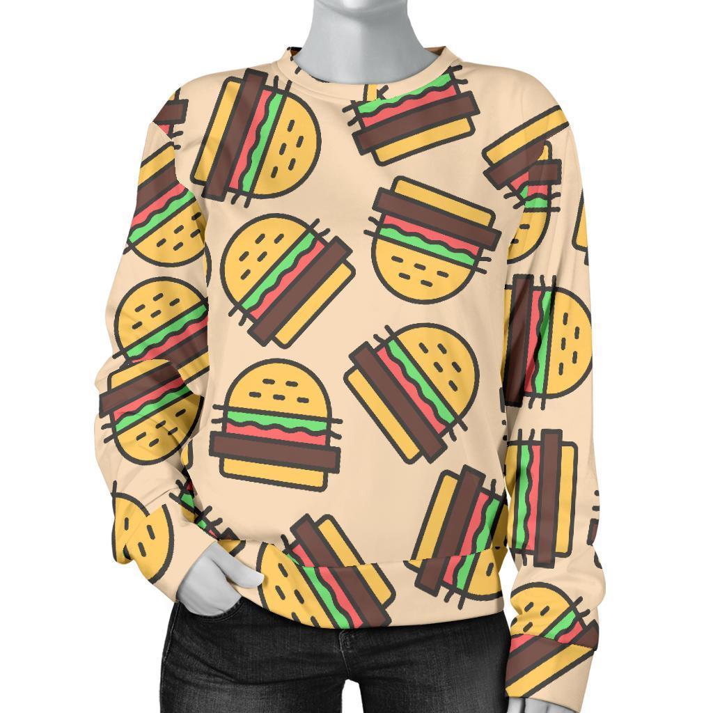 Hamburger Pattern Print Women's Sweatshirt-grizzshop