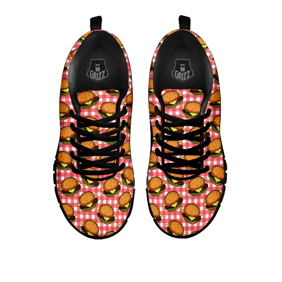 Hamburger Plaid Print Pattern Black Sneaker-grizzshop