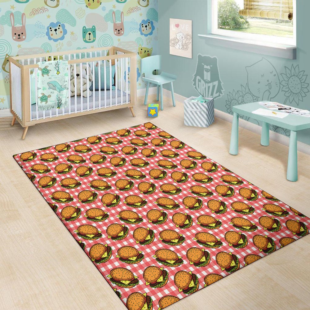Hamburger Plaid Print Pattern Floor Mat-grizzshop