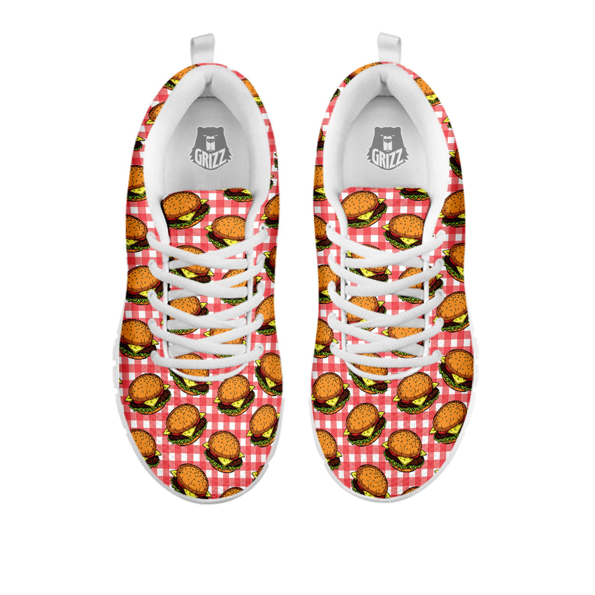 Hamburger Plaid Print Pattern White Sneaker-grizzshop