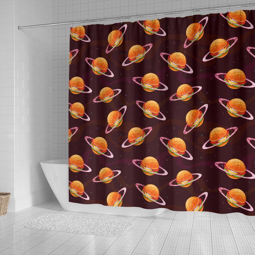 Hamburger Planet Pattern Print Bathroom Shower Curtain-grizzshop