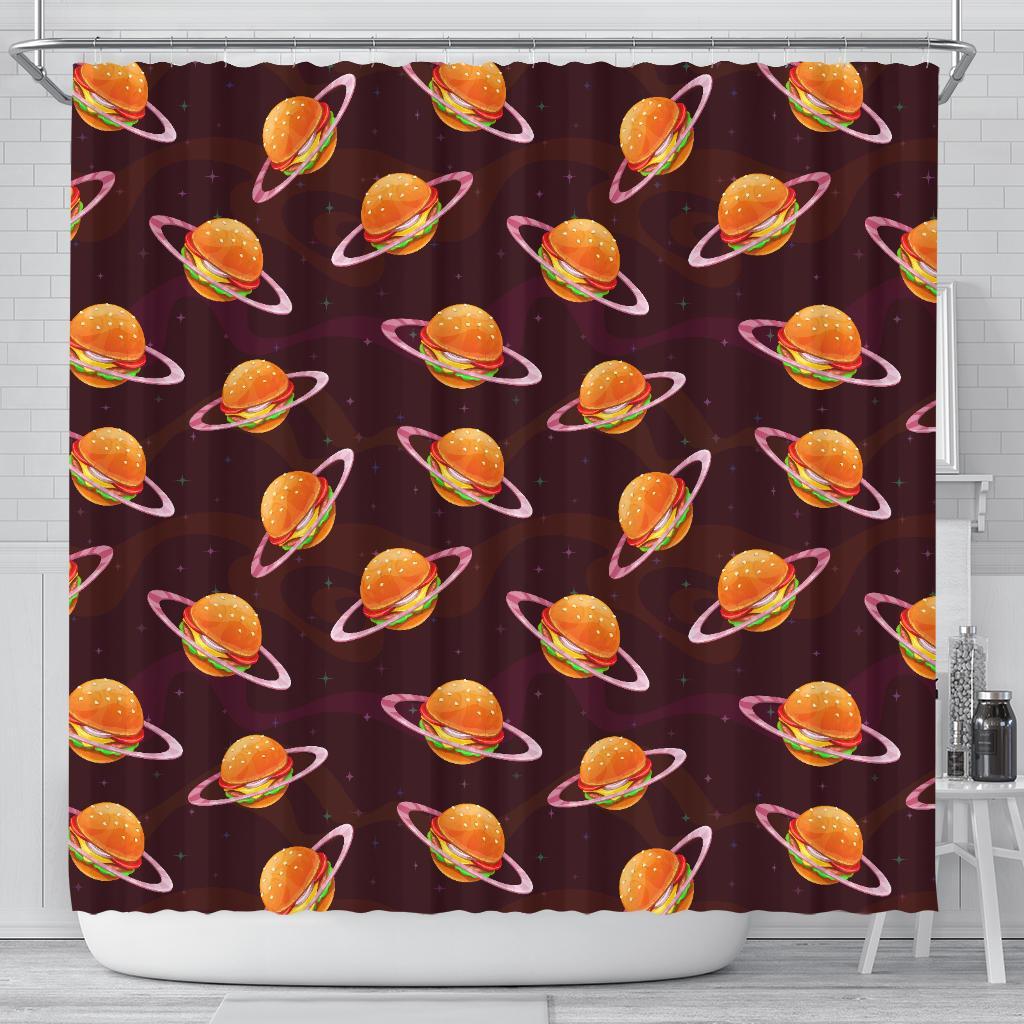 Hamburger Planet Pattern Print Bathroom Shower Curtain-grizzshop