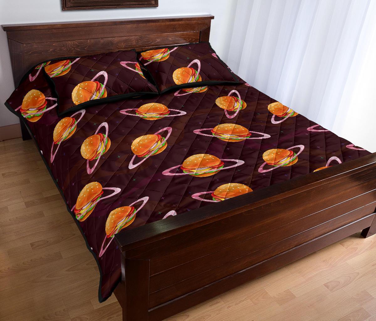 Hamburger Planet Pattern Print Bed Set Quilt-grizzshop