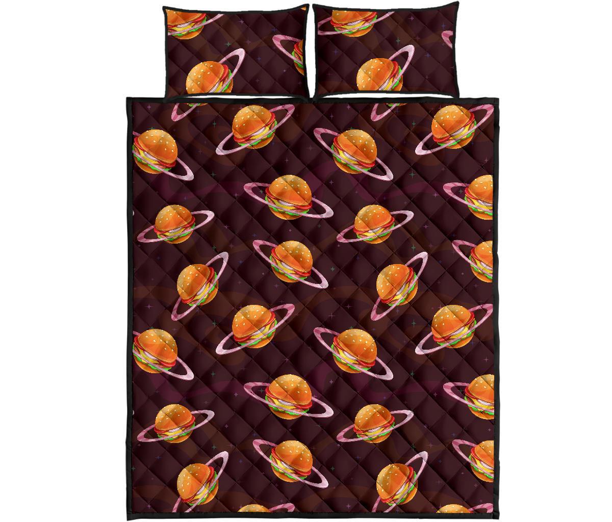 Hamburger Planet Pattern Print Bed Set Quilt-grizzshop