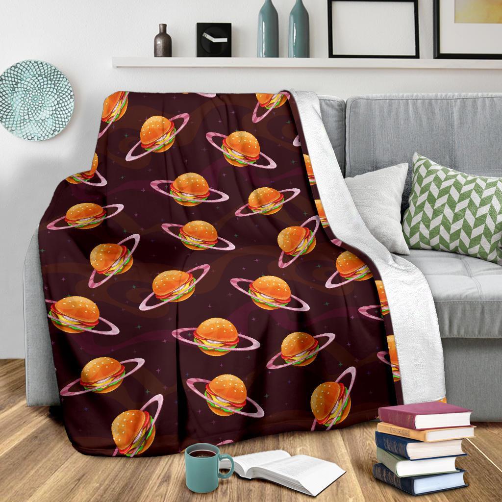 Hamburger Planet Pattern Print Blanket-grizzshop