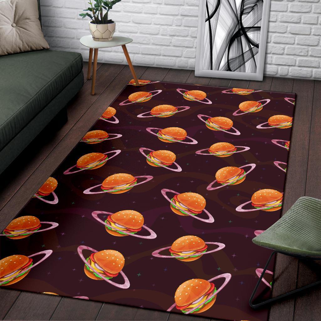 Hamburger Planet Pattern Print Floor Mat-grizzshop