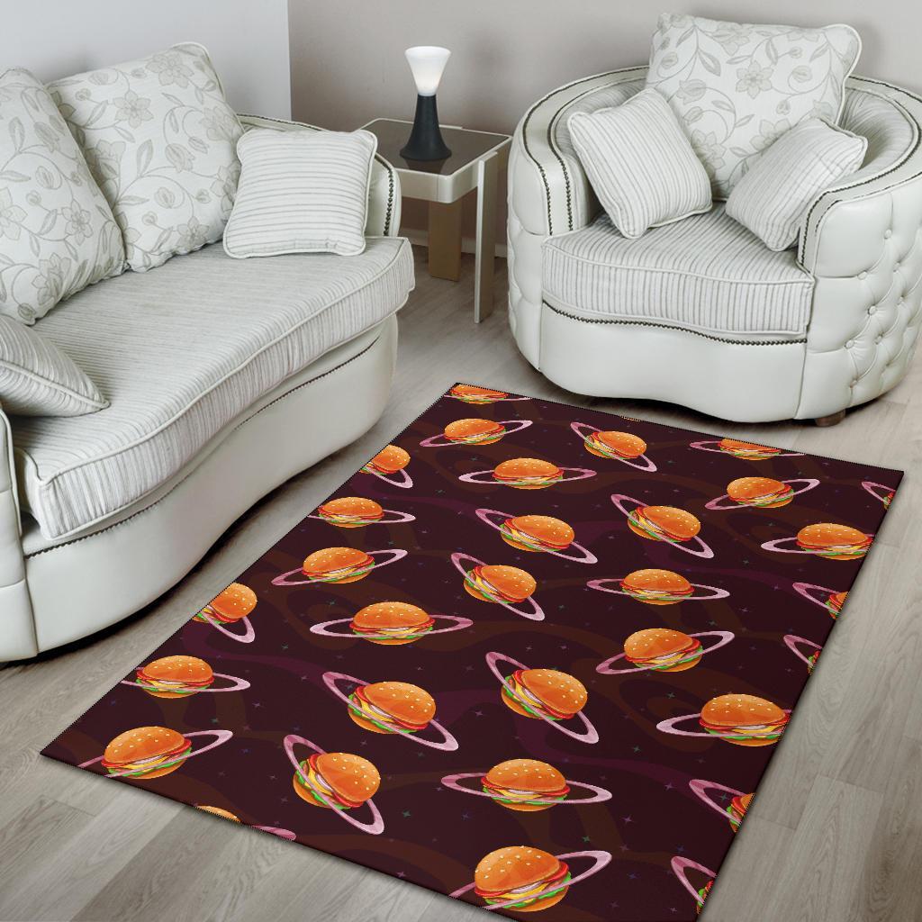 Hamburger Planet Pattern Print Floor Mat-grizzshop