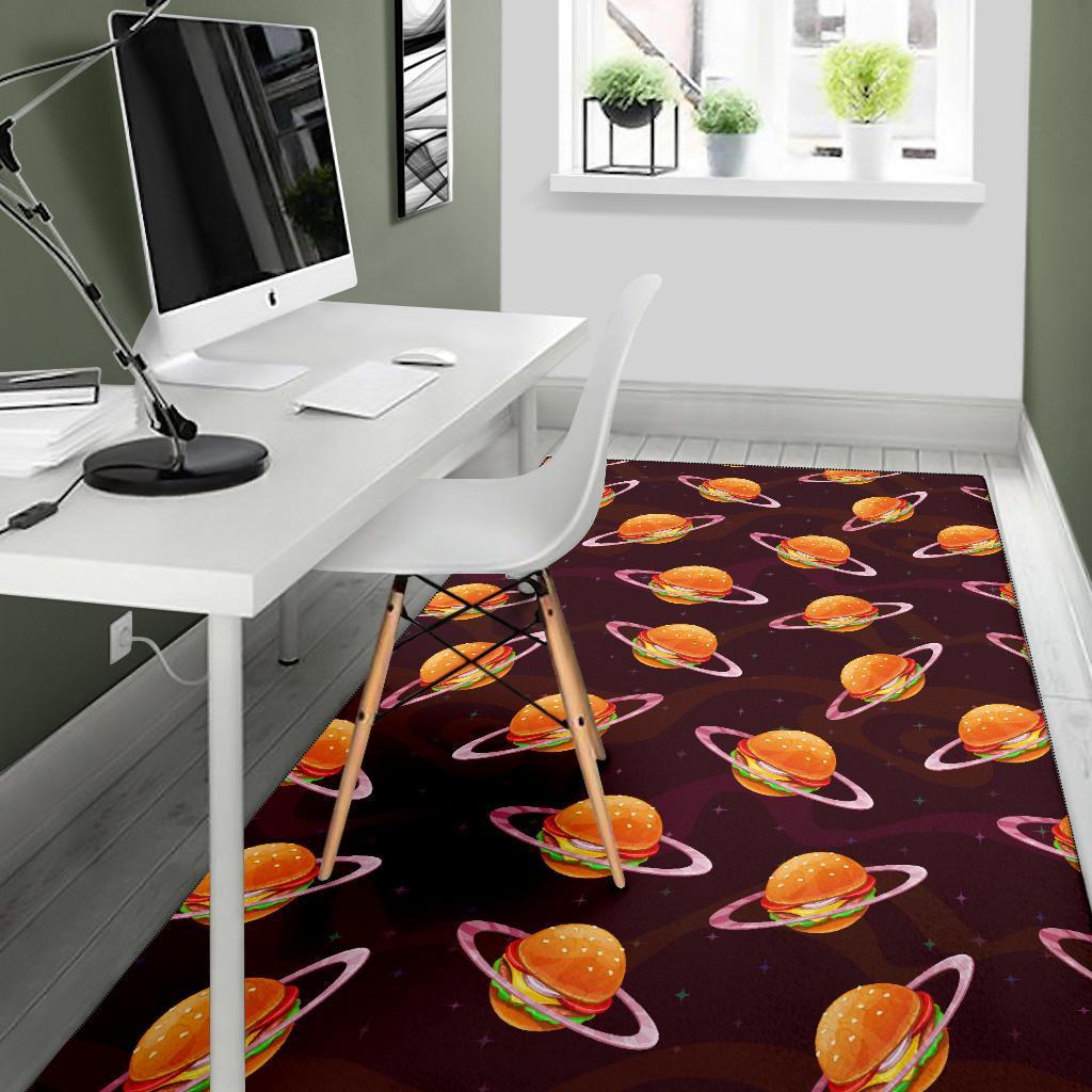 Hamburger Planet Pattern Print Floor Mat-grizzshop