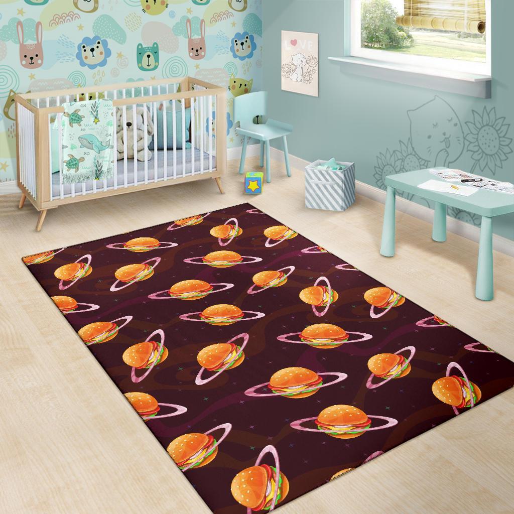 Hamburger Planet Pattern Print Floor Mat-grizzshop