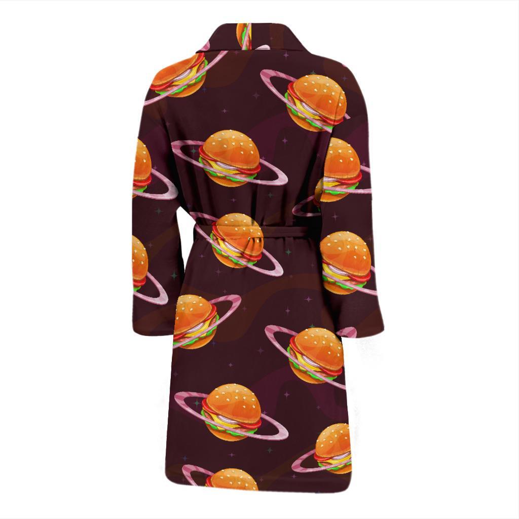 Hamburger Planet Pattern Print Men Long Robe-grizzshop