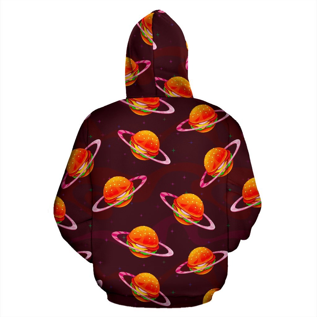 Hamburger Planet Pattern Print Men Women Pullover Hoodie-grizzshop