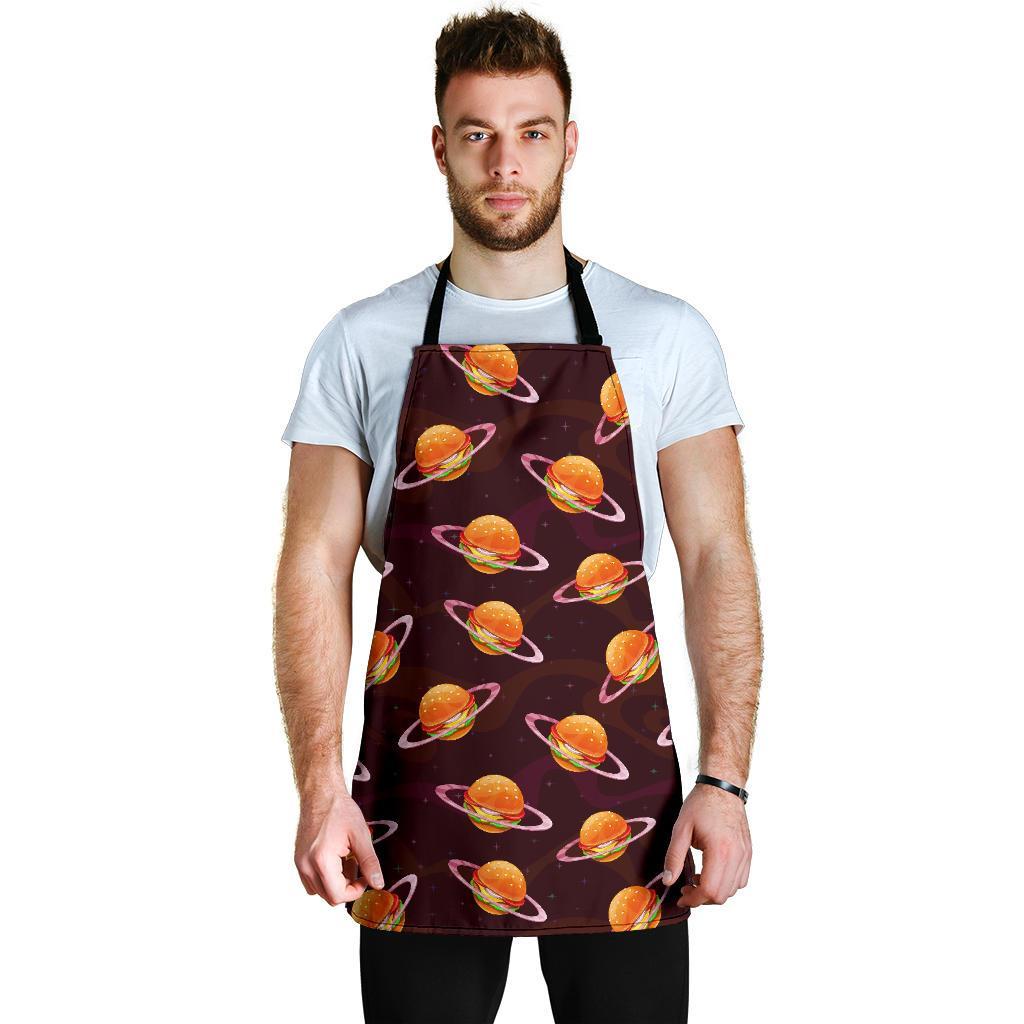 Hamburger Planet Pattern Print Men's Apron-grizzshop